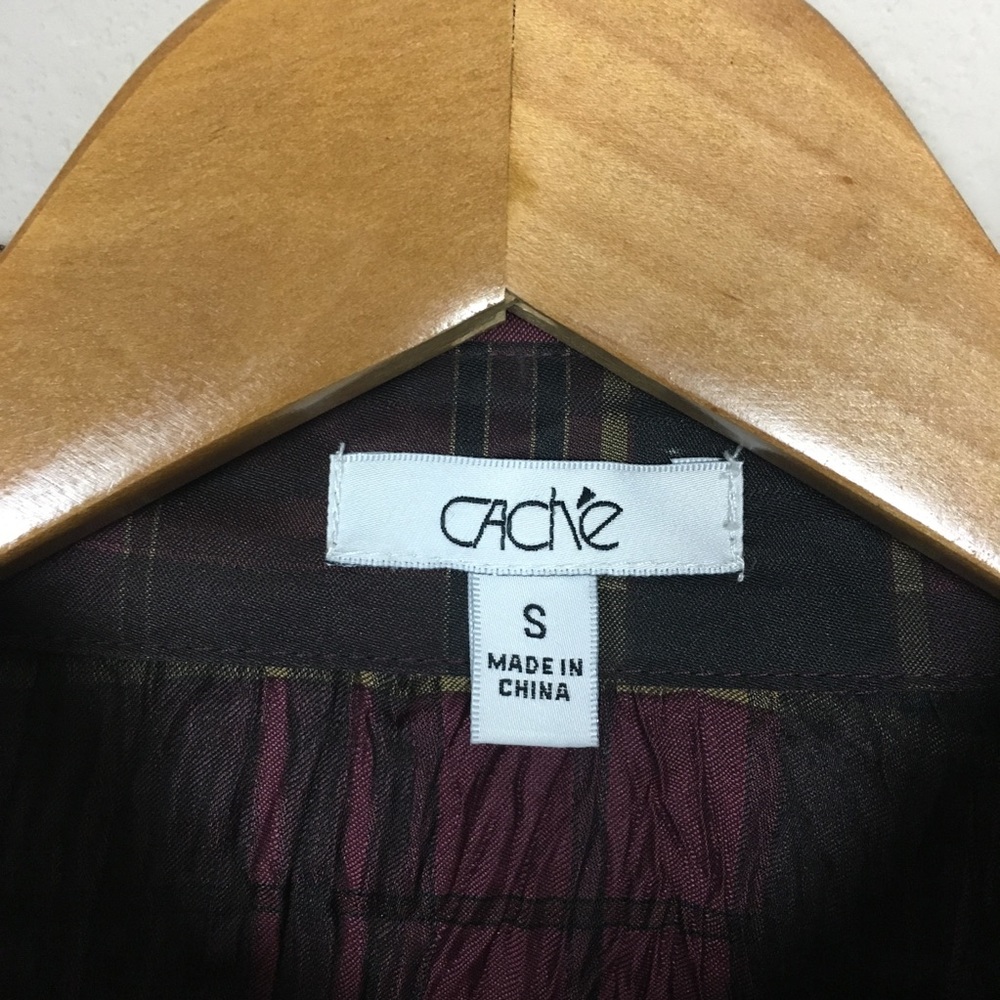 Cache Plaid Stretch Crinkle Button Down Shirt Sma… - image 6